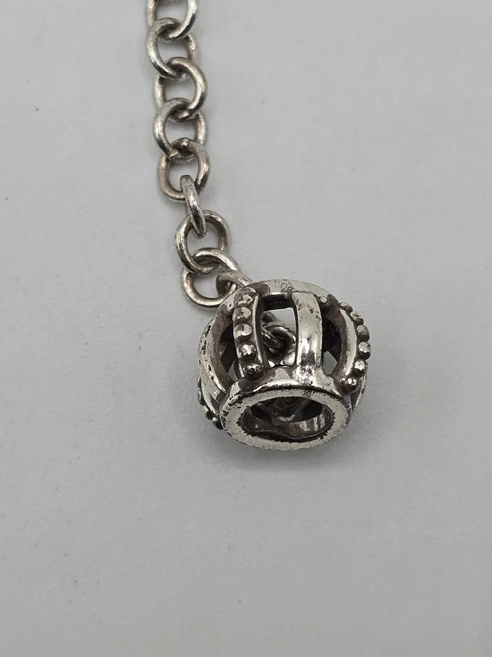 Brighton Silver Tone Snake Chain Necklace Heart Clasp w/B Charm 16-18
